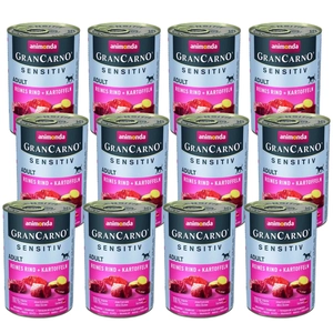ANIMONDA GranCarno Sensitiv  Adult Dog smak: Wołowina, Ziemniaki 12x400g