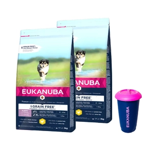 EUKANUBA Puppy Chicken L/XL Grain Free 2x3kg + Pojemnik na karmę 4,5kg GRATIS
