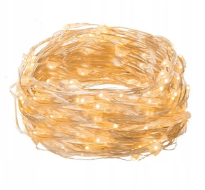 Lampki druciki 50 led na baterie biały ciepły 3x aa 5m