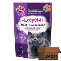 Leopold Gulasz w sosie z królikiem i indykiem dla kotów 24x100g 