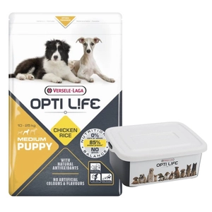 VERSELE-LAGA Opti Life Puppy Medium 2,5kg - z kurczakiem - dla szczeniąt średnich ras + Versele Laga Optilife Handy Box-pudełko GRATIS!