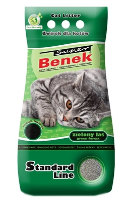 SUPER BENEK Żwirek Zielony Las 25l- 19,5kg  / Opakowanie uszkodzone (4841) !!! 