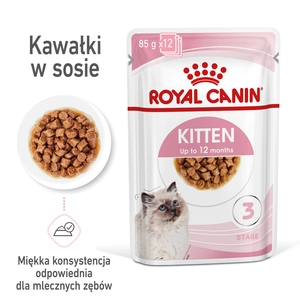 ROYAL CANIN Kitten Instinctive w sosie 12x85g karma mokra w sosie dla kociąt do 12 miesiąca życia