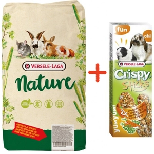 VERSELE-LAGA Cuni Nature 9kg + VERSELE LAGA Crispy Sticks Rabbits-Guinea Pigs Carrot & Parsley 110g - 2 kolby marchewkowo pietruszkowe dla królików i kawii domowych GRATIS