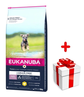 EUKANUBA Puppy Chicken S/M Grain Free 12kg + niespodzianka dla psa GRATIS!