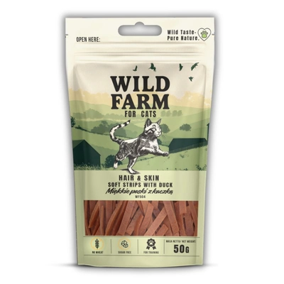 WILD FARM hair&skin miękkie paski z kaczki 50g przysmak dla kota