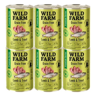 WILD FARM Premium Grain Free Lamb and Trout 6x400g  - bezzbożowa karma dla kota