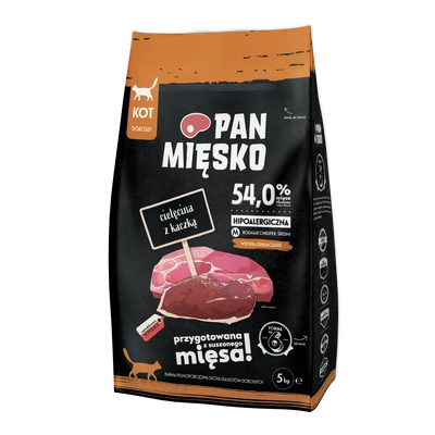 PAN MIĘSKO Cielęcina z kaczką M 5kg dla kota /Opakowanie uszkodzone (7831) !!!