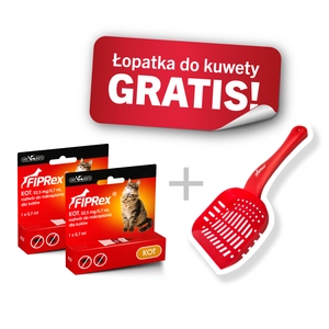Fiprex KOT, 52,5 mg/0,7 ml, roztwór do nakrapiania dla kotów x 2szt + Łopatka do kuwety GRATIS!