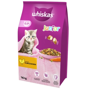 WHISKAS Junior 14kg - sucha karma dla dla kociąt, z pysznym kurczakiem \ Opakowanie uszkodzone (3289) !!!