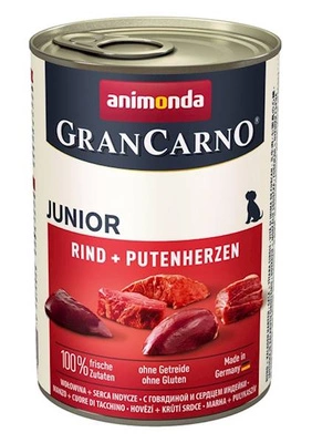 ANIMONDA GranCarno Junior smak: Wołowina + serca indyka 400g 