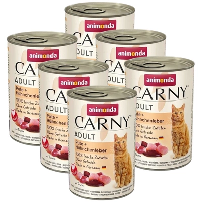 ANIMONDA Cat Carny Adult smak: indyk, wątróbka z kurczaka 6x400g 