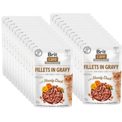 BRIT CARE Cat  Pouches Fillets in Gravy with Hearty Duck 24x85g