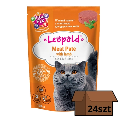 Leopold Pasztet mięsny z jagnięciną dla kotów 24x100g 