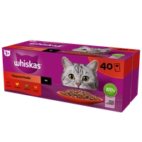 WHISKAS Adult saszetki 160 x 85 g Klasyczne Posiłki - mokra karma dla dorosłego kota, w sosie (kawałki z: wołowiną, kurczakiem, jagnięciną, drobiem)