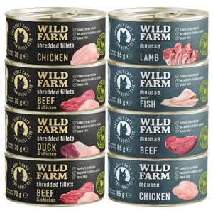 WILD FARM Mix smaków 4x85g + 4x70g - bezzbożowa karma dla kota