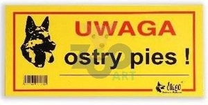 DINGO tabliczka ostrzegawcza "UWAGA OSTRY PIES"