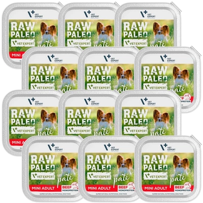 Vetexpert Raw Paleo Pate Mini Adult Beef 12x150g - wołowina tacka