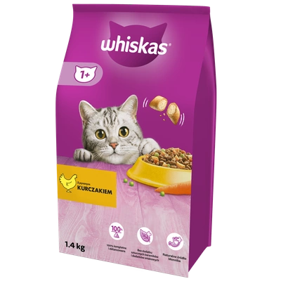 WHISKAS Adult 1,4 kg - sucha karma dla dorosłego kota, z pysznym kurczakiem