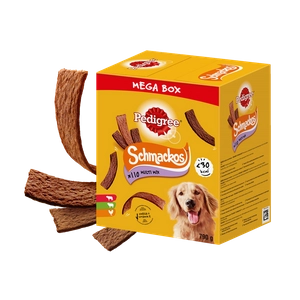 PEDIGREE® Mega Box SchmackosTM – karma uzupełniająca dla dorosłych psów (o smaku Wołowiny, Jagnięciny i Drobiu) – 790g