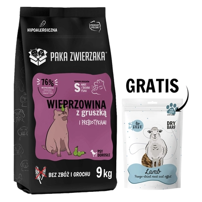 Paka Zwierzaka - Seventh heaven - Wieprzowina z gruszką "S" 9kg Przysmak liofilizowany Lio PEPE Lamb (jagnięce płuco) 30g GRATIS