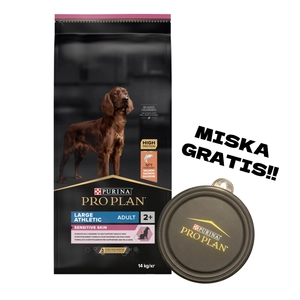 PRO PLAN Sensitive Skin Large Athletic Adult Karma dla psów bogata w łososia 14kg + Miska GRATIS!!