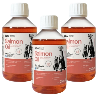 Lab-V Olej z Łososia 100% Dla Psa i Kota w Każdym Wieku 3x250 ml Tłoczony Na Zimno