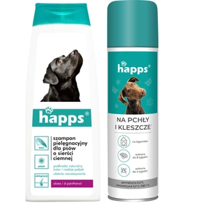 HAPPS - szampon pielęgnacyjny dla psów o sierści ciemnej 200ml + HAPPS -Aerozol na pchły i kleszcze 250ml