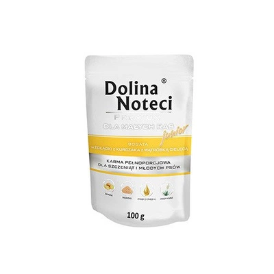 Dolina Noteci PREMIUM dla psów małych ras JUNIOR bogata w żołądki z kurczaka z wątróbką cielęcą saszetka 100g