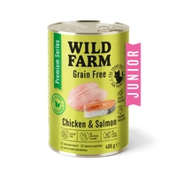 WILD FARM Premium Grain Free Chicken and Salmon Junior 400g - bezzbożowa karma dla kociąt