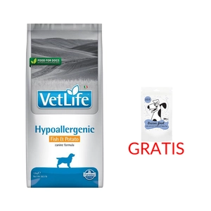 FARMINA Vet Life Dog Hypoallergenic Fish & Potato 12kg  + PEPE mini chunkies guinea fowl (perliczka) 70g GRATIS