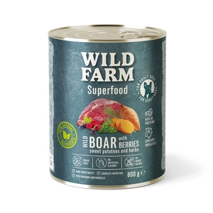 WILD FARM Superfood Wild Boar (Dziczyzna z batatami, jagodami i ziołami) 800g bezzbożowa karma dla psa