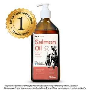 Lab-v Olej z Łososia 100% Dla Psa i Kota w Każdym Wieku 500ml Tłoczony Na Zimno