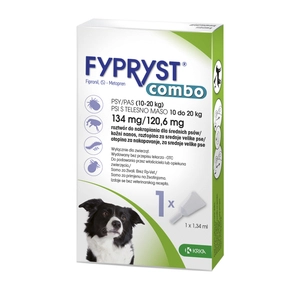 KRKA Fypryst Combo krople na pchły i kleszcze dla psa 10-20 kg 134mg/1,34ml 1 pipeta