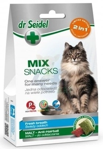 Dr Seidel Smakołyki Mix 2w1 na świeży oddech i odkłaczanie dla kotów 60g