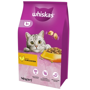 WHISKAS Adult 14kg - sucha karma dla dorosłego kota, z pysznym kurczakiem/Opakowanie uszkodzone (3323) !!!
