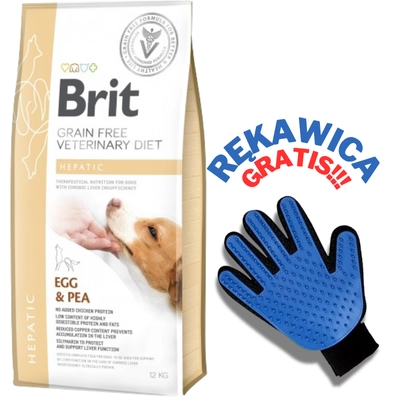 Brit gf veterinary diets dog Hepatic 12kg + RĘKAWICA DO CZESANIA GRATIS!!