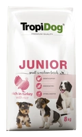 TROPIDOG Premium Junior Small and Medium Breeds bogaty w indyka i ryż 8kg 