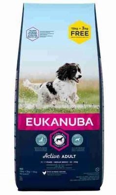 EUKANUBA Adult Medium Breed Chicken 18kg (15kg+3kg GRATIS) 