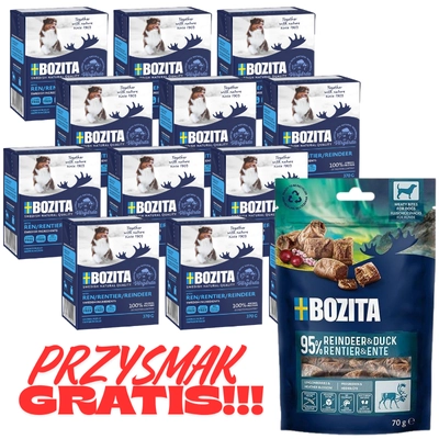 BOZITA Dog: Renifer w galarecie 12x370g + BOZITA Meaty Bites renifer z kaczką przysmak pies 70g GRATIS!!!