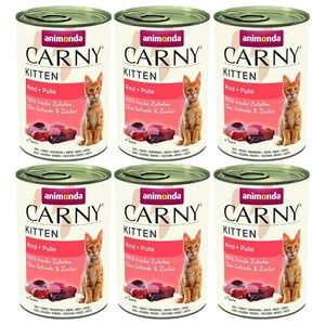 ANIMONDA Cat Carny Kitten smak: wołowina, indyk 6x400g
