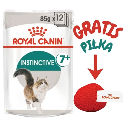 ROYAL CANIN  Instinctive +7 12x85g w sosie karma mokra dla kotów starszych, wybrednych + Royal Canin piłka dla kota GRATIS!!!
