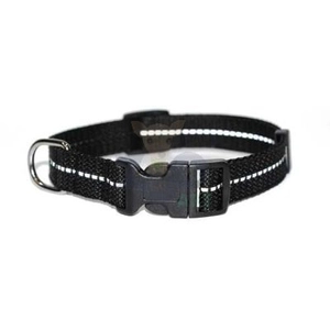 DINGO obroża odblaskowa z taśmy czarna 1,6 x 28-48cm