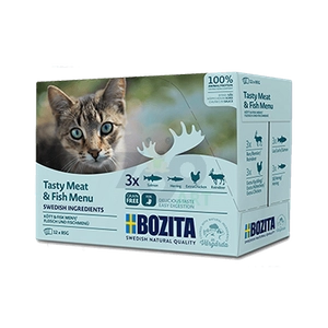 BOZITA Multibox mięsne i rybne kawałki w sosie (mix 12 saszetek 85g)