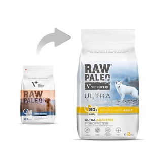 Vet Expert Raw Paleo Ultra Turkey Adult Large 2kg/ Opakowanie uszkodzone (4502,689) !!!