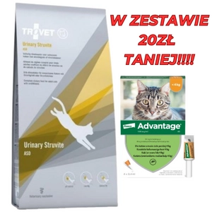 TROVET ASD Urinary Struvite (dla kota) 10kg + Advantage - dla kotów (0,4mlx4) *roztwór* blister