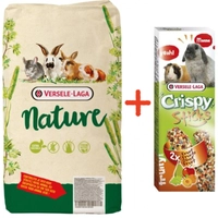 VERSELE-LAGA Cuni Nature 9kg - dla królików miniaturowych + VERSELE LAGA Crispy Sticks Rabbits-Guinea Pigs Fruit 110g - 2 kolby owocowe dla królików i kawii domowych GRATIS