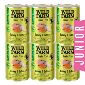 WILD FARM Premium Grain Free Turkey and Salmon Junior 6x400g  - bezzbożowa karma dla kociąt