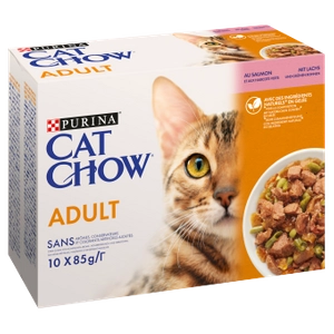 PURINA Cat Chow Adult Karma dla kotów z łososiem i zieloną fasolką w galaretce 10x85 g