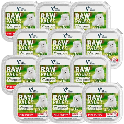 Vetexpert Raw Paleo Pate Mini Puppy Beef 12x150g - wołowina tacka